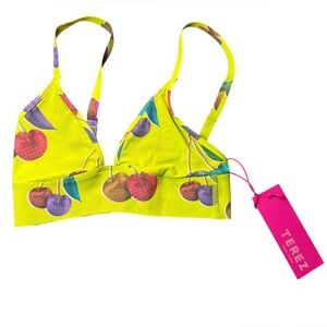 TEREZ NEW YORK Pepperoncini Halftone Cherry Mesh bralette size XXS NWT